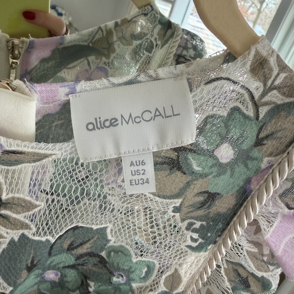 Alice McCall Floral Lace Midi Dress - Green and Purple